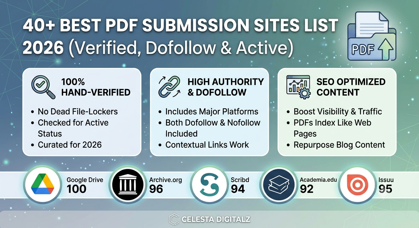 40+ Best PDF Submission Sites List 2026 (Verified, Dofollow & Active)